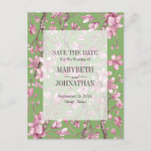 Roze Cherry Blossom Floral sparen de datum Uitnodiging Briefkaart (Voorkant)