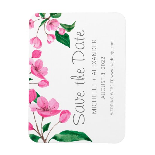 Roze Cherry Blossom. Floral Spring save the date Magneet (Verticaal)