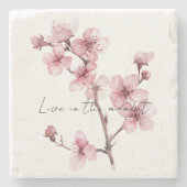 Roze Cherry Blossom Floral Stenen Onderzetter (Voorkant)