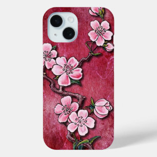 Roze Cherry Blossom Floral Tattoo Art Design iPhone 15 Case