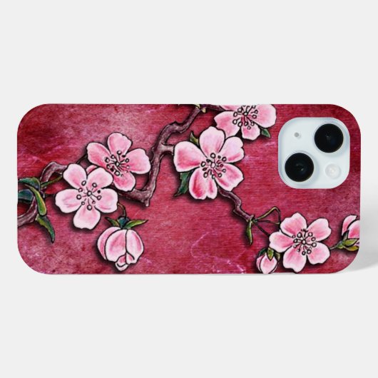Roze Cherry Blossom Floral Tattoo Art Design Case-Mate iPhone Case (Achterkant (horizontaal))
