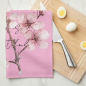 Roze Cherry Blossom Floral Theedoek (Quarter Fold)