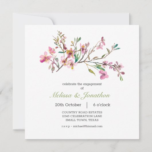 Roze Cherry Blossom Floral toevoegen Foto Verlovin (Achterkant)