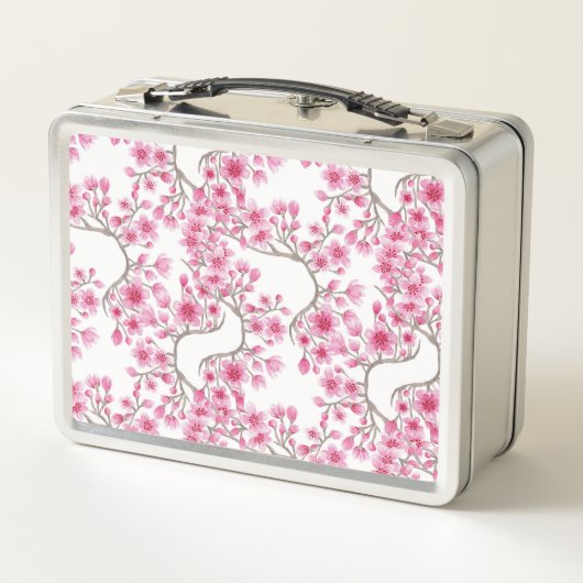 Roze Cherry Blossom Floral Waterverf Monogram (Achterkant)