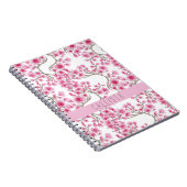 Roze Cherry Blossom Floral Waterverf Monogram Notitieboek (Rechterzijde)