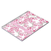 Roze Cherry Blossom Floral Waterverf Monogram Notitieboek (Linkerzijde)