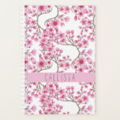 Roze Cherry Blossom Floral Waterverf Monogram Planner (Voorkant)