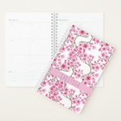 Roze Cherry Blossom Floral Waterverf Monogram Planner (Display)