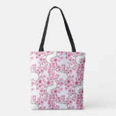 Roze Cherry Blossom Floral Waterverf Monogram Tote Bag (Achterkant)