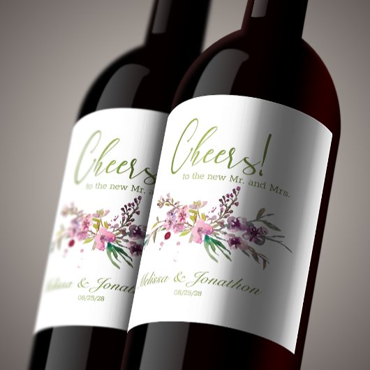 Roze Cherry Blossom Floral Weddenschap Wine Label Wijn Etiket