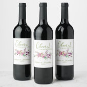 Roze Cherry Blossom Floral Weddenschap Wine Label Wijn Etiket (Flessen)