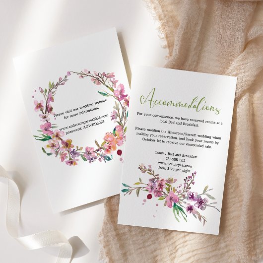 Roze Cherry Blossom Floral Wedding Enclosure Card Informatiekaartje