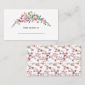 Roze Cherry Blossom Floral Wedding Escort Card Plaatskaartje (Voorkant / Achterkant)