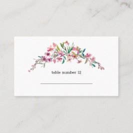 Roze Cherry Blossom Floral Wedding Escort Card Plaatskaartje