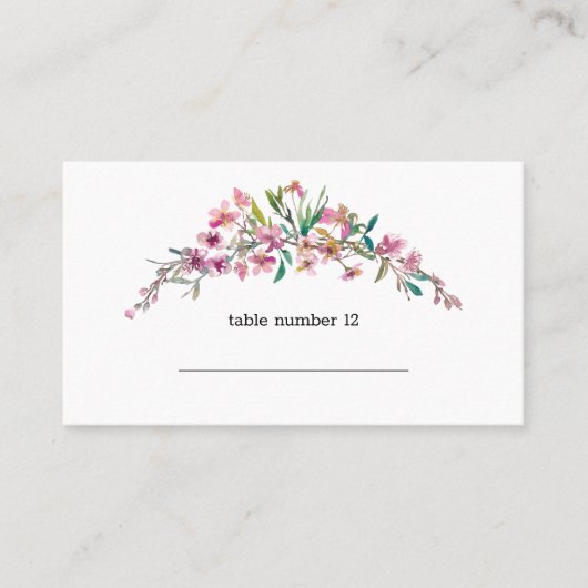Roze Cherry Blossom Floral Wedding Escort Card Plaatskaartje (Voorkant)