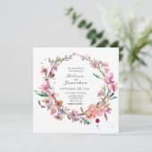 Roze Cherry Blossom Floral Wedding Invitation (Staand voorkant)
