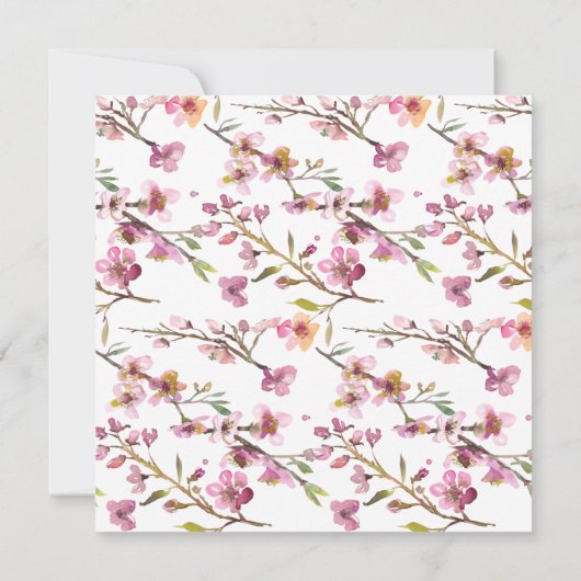 Roze Cherry Blossom Floral Wedding Invitation (Achterkant)