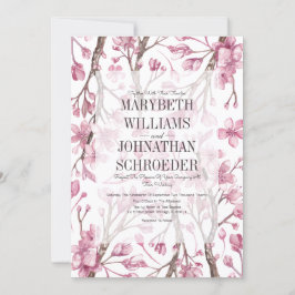 Roze Cherry Blossom Floral Wedding Invitation Kaart