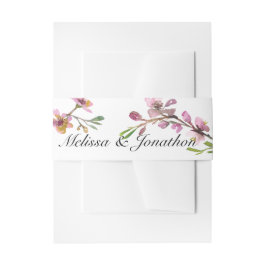 Roze Cherry Blossom Floral Wedding Invitation Uitnodigingen Wikkel