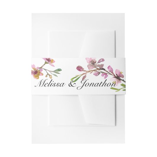 Roze Cherry Blossom Floral Wedding Invitation Uitnodigingen Wikkel (Voorkant Voorbeeld)