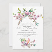 Roze Cherry Blossom Floral Wedding Kaart (Voorkant)