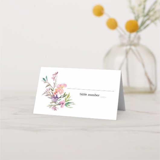 Roze Cherry Blossom Floral Wedding Place Card Plaatskaartje (Voorkant)
