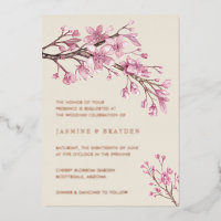 Roze Cherry Blossom Floral Wedding Roos Gold