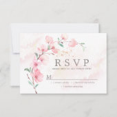 Roze Cherry Blossom Floral Wedding RSVP (Voorkant)
