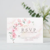 Roze Cherry Blossom Floral Wedding RSVP (Staand voorkant)