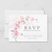 Roze Cherry Blossom Floral Wedding RSVP (Voorkant)