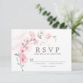 Roze Cherry Blossom Floral Wedding RSVP (Staand voorkant)