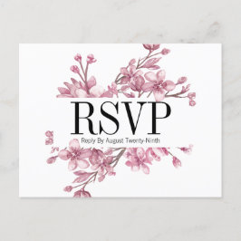 Roze Cherry Blossom Floral Wedding RSVP Briefkaart