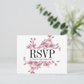 Roze Cherry Blossom Floral Wedding RSVP Briefkaart (Staand voorkant)