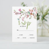 Roze Cherry Blossom Floral Wedding RSVP-kaart RSVP Kaartje (Staand voorkant)