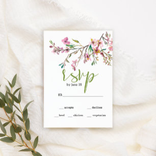 Roze Cherry Blossom Floral Wedding RSVP-kaart RSVP Kaartje