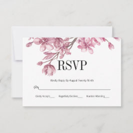 Roze Cherry Blossom Floral Wedding RSVP Kaartje