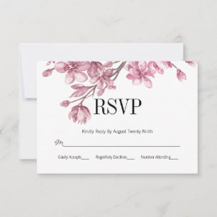 Roze Cherry Blossom Floral Wedding RSVP Kaartje