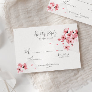 Roze Cherry Blossom Floral Wedding RSVP Kaartje