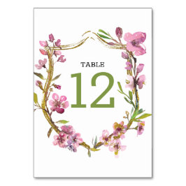 Roze Cherry Blossom Floral Wedding Table Number Kaart