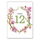 Roze Cherry Blossom Floral Wedding Table Number Kaart (Achterkant)