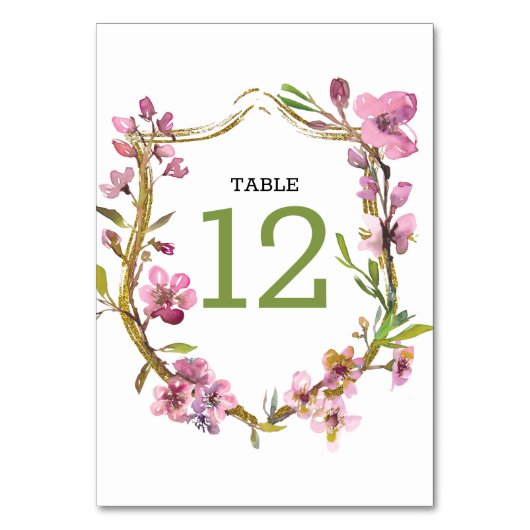 Roze Cherry Blossom Floral Wedding Table Number Kaart (Voorkant)