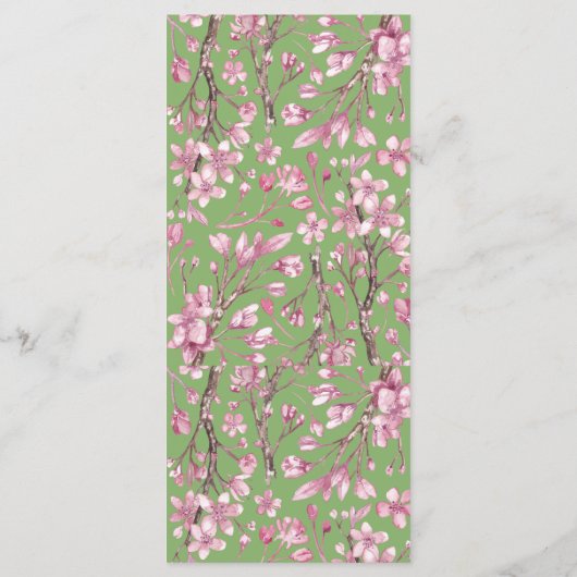 Roze Cherry Blossom Floral Wreath Wedding Menu (Achterkant)