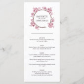 Roze Cherry Blossom Floral Wreath Wedding Menu (Voorkant)