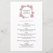 Roze Cherry Blossom Floral Wreath Wedding Menu (Voorkant)
