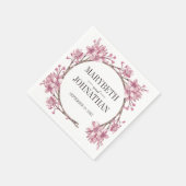 Roze Cherry Blossom Floral Wreath Wedding Napkin Servet (Hoek)