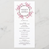 Roze Cherry Blossom Floral Wreath Wedding Programm Programmakaart (Voorkant)