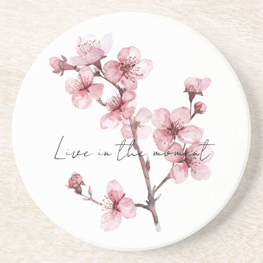 Roze Cherry Blossom Floral Zandsteen Onderzetter (Voorkant)