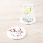 Roze Cherry Blossom Floral Zandsteen Onderzetter (Zijkant)