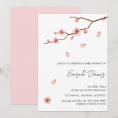Roze Cherry Blossom Flower Baby shower Invitation Kaart (Voorkant / Achterkant)