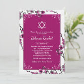 Roze Cherry Blossom Flower Bat Mitzvah Uitnodiging (Staand voorkant)